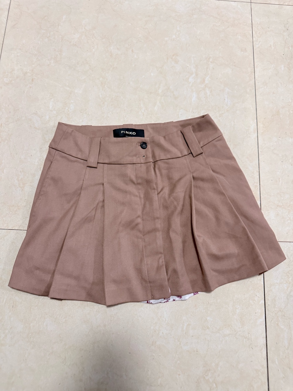 Pinko Pleated Skater Skirt in Mauve Taupe
